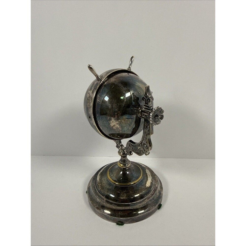 ANTIQUE VINTAGE BRASS SPINNING GLOBE HOTEL DESK COUNTER BELL AS-IS